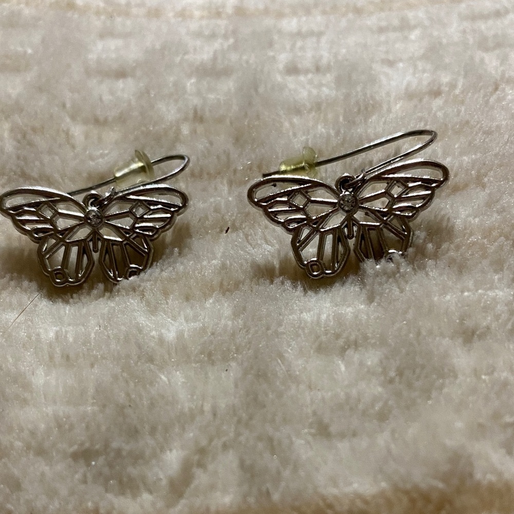 Silver Butterfly Dangle Earrings - Women Jewelry